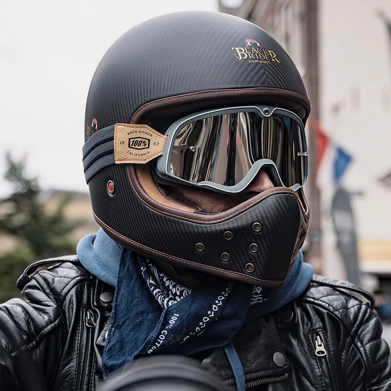 BEON BR-52 винтажный полный шлем из углеродного волокна для мужчин и женщин