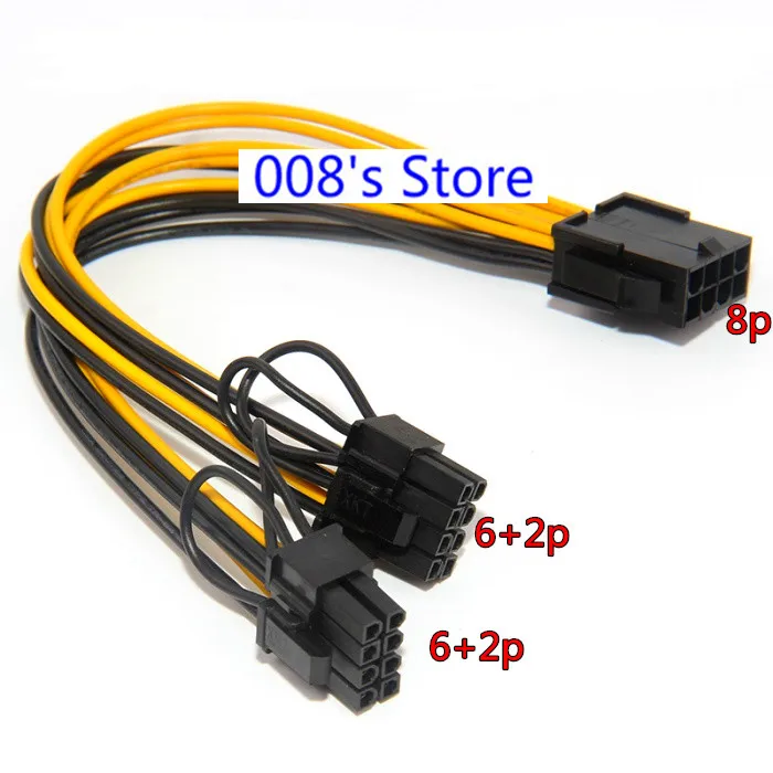 

New PC Power Supply Splitter Cable PCI-e Molex 8 Pin To Dual 8pin 6+2 Pin PCI Express 20CM For Bitcoin Litecoin RIG Miner 20AWG