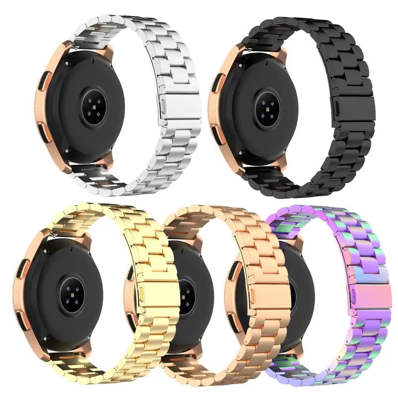 

Ремешок из нержавеющей стали унисекс, универсальный стальной браслет 20 мм для Huami Amazfit BIP, Galaxy Watch, S3 с тремя бусинами