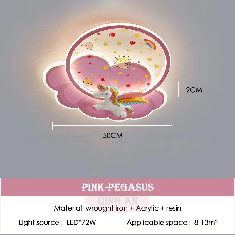 

Потолочные светильники для комнаты принцессы, детской комнаты, розовый единорог, пегас, светодиодные теплые романтические потолочные светильники для детской комнаты, спальни для девочек