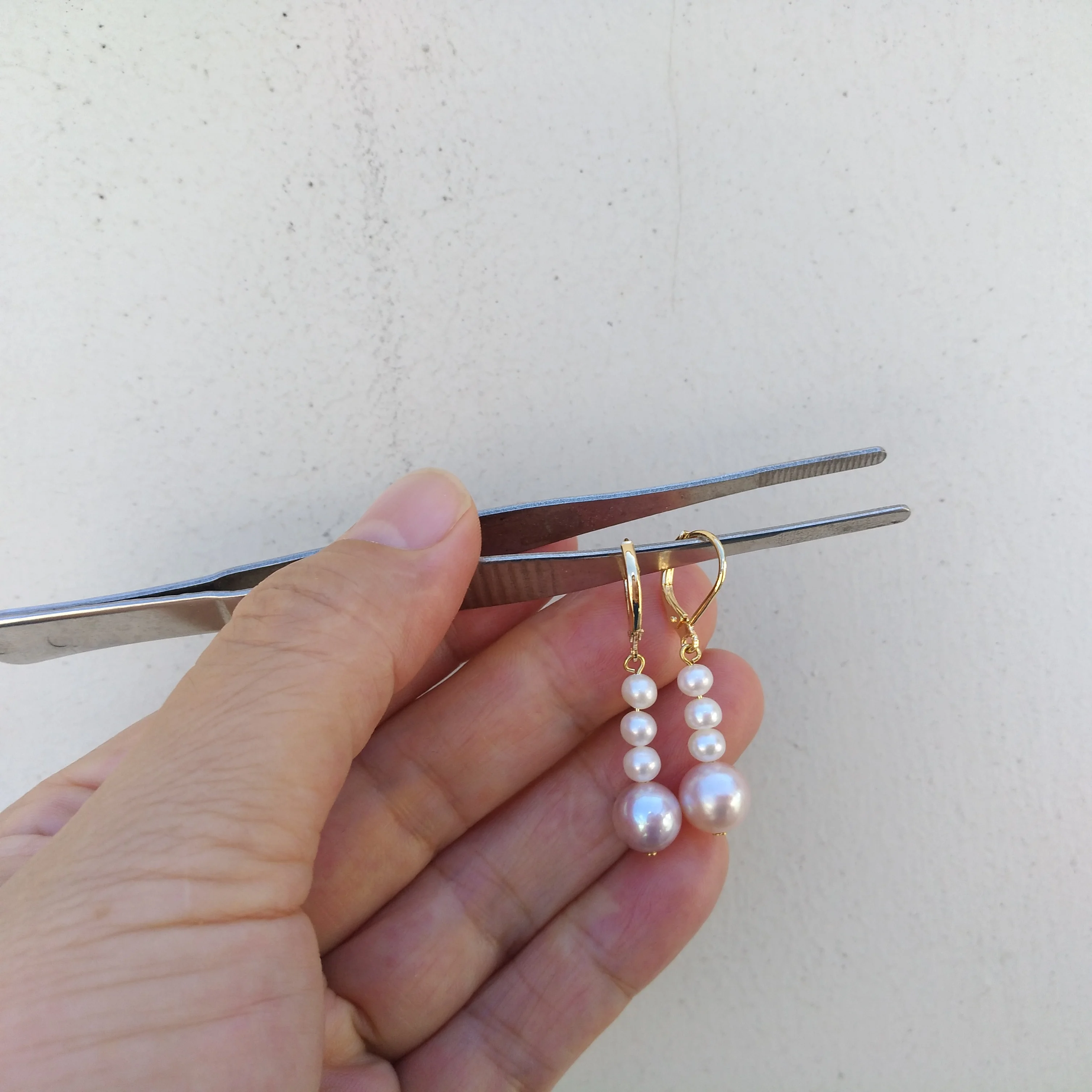 Великолепные серьги AAA + South Sea 4-7 мм плоские белые фиолетовые жемчужные 14k золото P