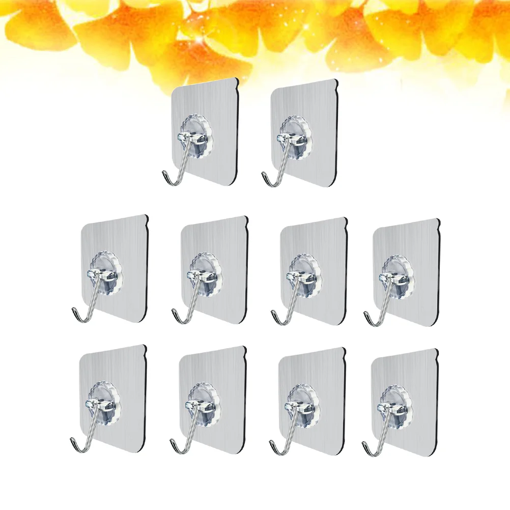 

10Pc Large Adhesive Hooks Self Adhesive Towel Hook Kitchen Wall Hooks Waterproof Transparent Hooks Sticky Hangers