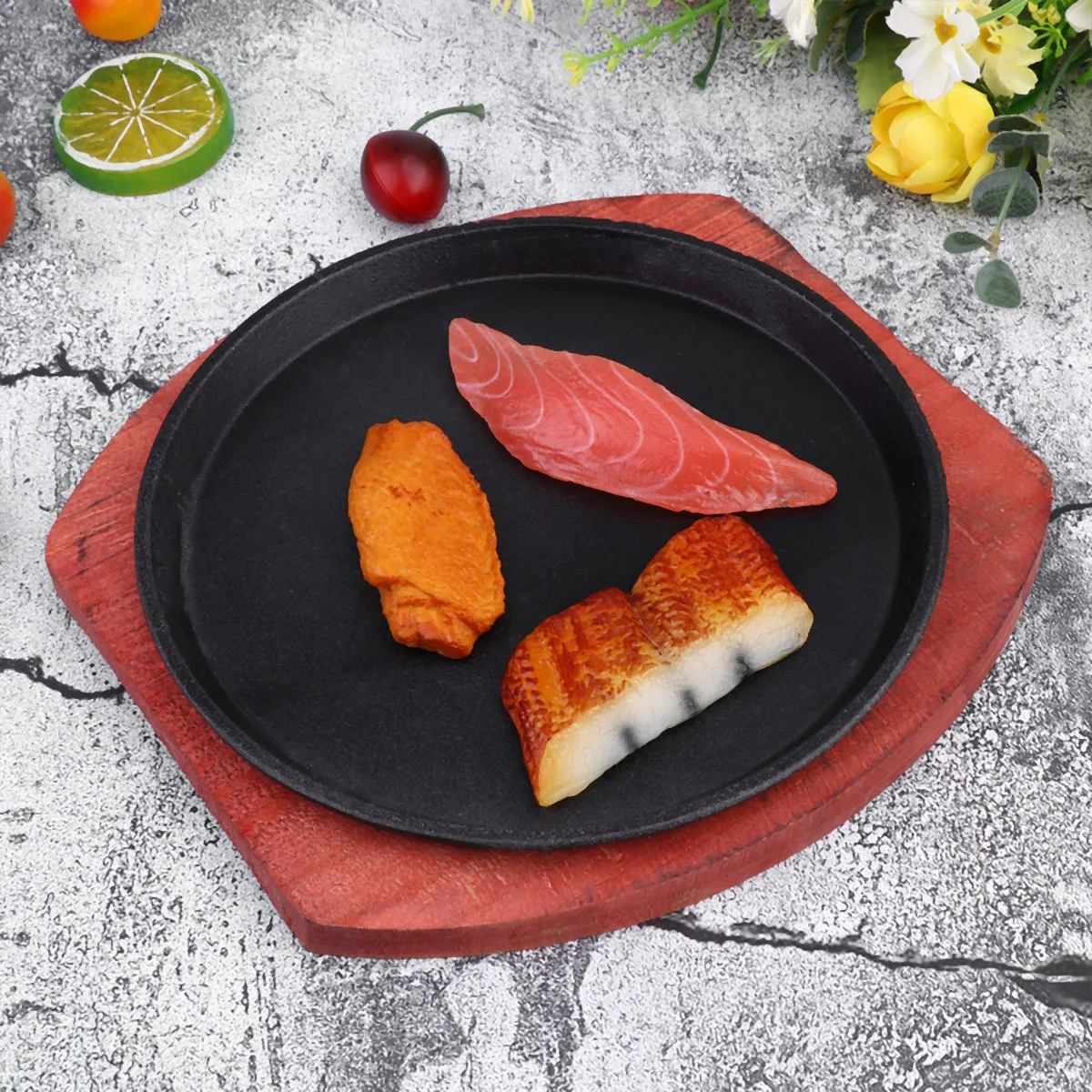 

Cast Steak Plate Sizzle Griddle Nonstick Fajita Pan Skillet Japanese Steak Plate Fajita Server Plate 19cm Brazier