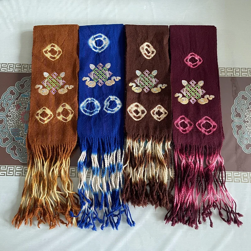 

Tibetan Belts for Dress Robe Cotton Linen Ethnic Style Tassel Embroidery Tibet Accessories Wide Belt for Women Men Adult