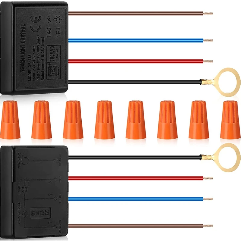 

3-Way Press Dimmer Switch 2 Pieces, Desk Lamp Sensor Dimmer Repair Kit Replacement Sensor With Screw-Type Wiring Caps