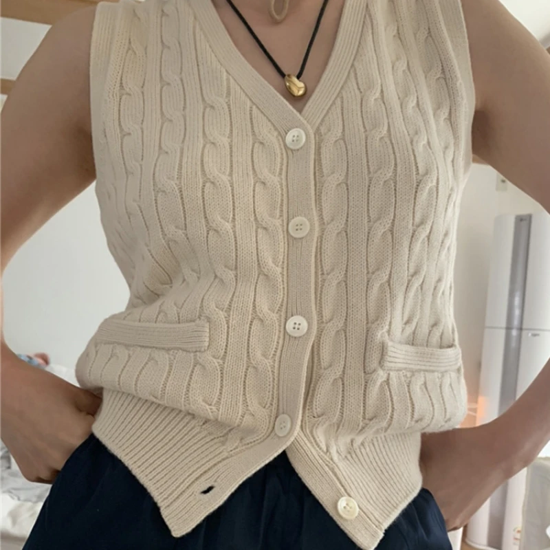 

Новинка лета 2023, Женский вязаный кардиган с коротким рукавом, вязаный жилет с V-образным вырезом