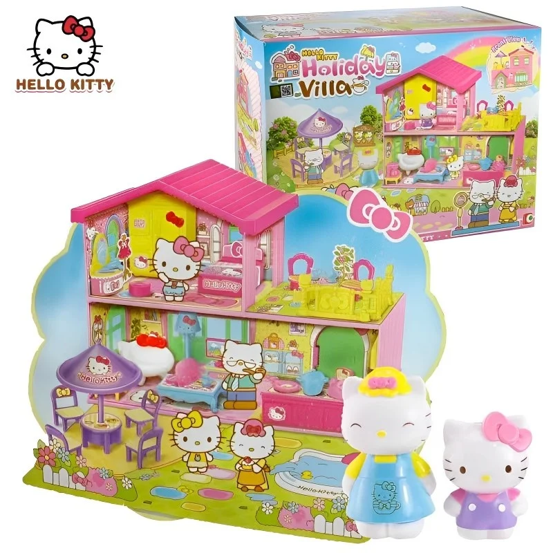 

Sanrio, Hello Kitty Праздничная вилла для девочек, имитация игрового домика, мебель для комнаты, игрушка для детей, рождественские подарки, игрушки на день рождения
