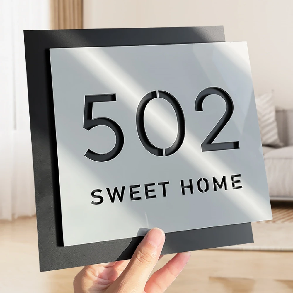 

Акриловая зеркальная табличка для дома, индивидуальный акриловый цифровой стикер с номером для гостиниц и жилых помещений