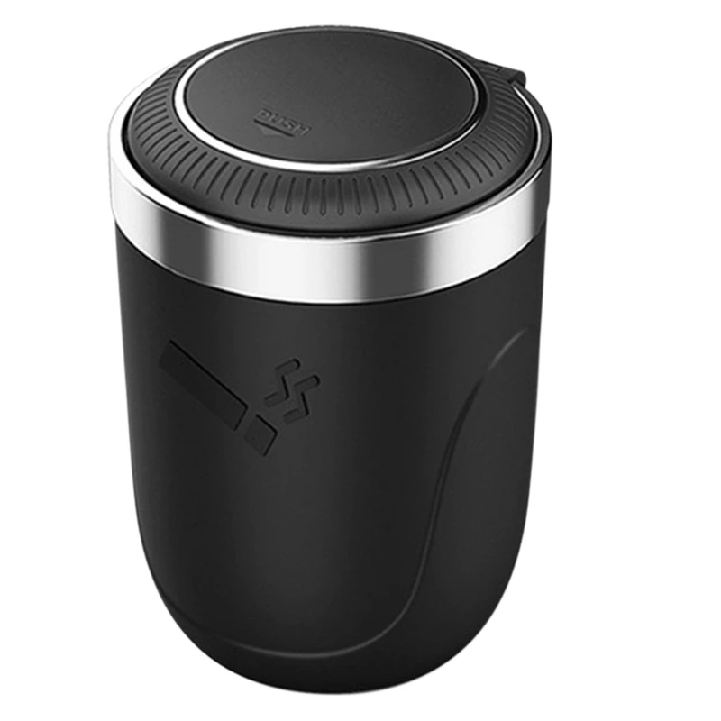 Car Ashtray LED Push Type Portable Smokeless Auto Flame Retardant Cigarette Holder Box Interior