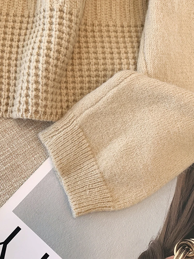 Женский пуловер Хаки вязаный свитер в стиле Харадзюку Y2k с длинным рукавом и