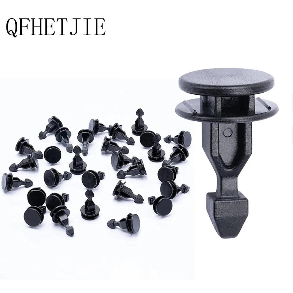 

QFHETJIE Black 30pcs Nylon Engine Cover Retainer Clips Auto Rivet Fasteners Plastic Rivet Bumper Fender Clip Car Accessories