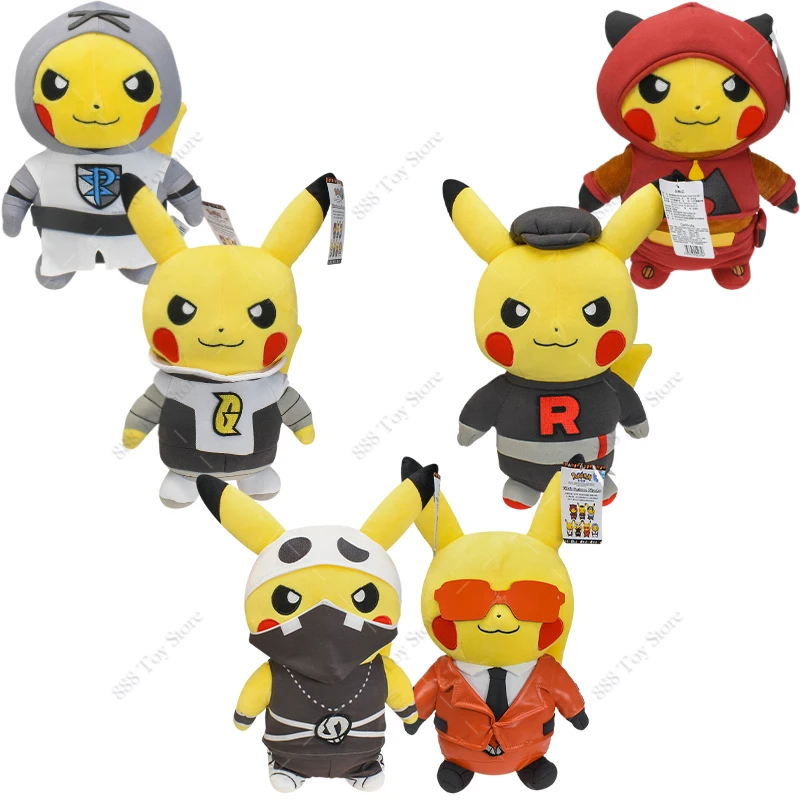 

TAKARA TOMY Pokemon Pikachu Plush Toys Cos Rocket Galactic Plasma Aqua Flare Skull Magma Team Soft Stuffed Plushie Doll Original