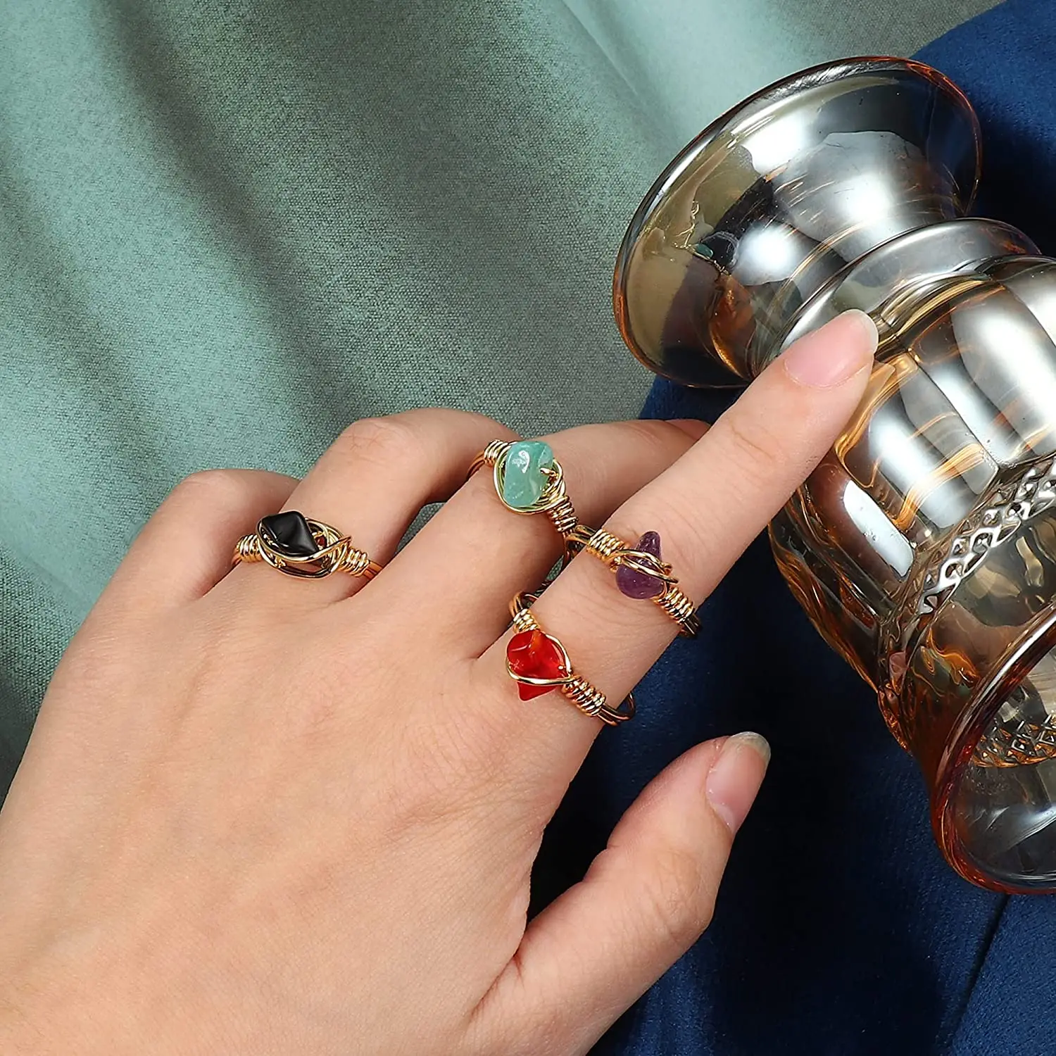 Кольцо с кристаллами для женщин 6 шт. |