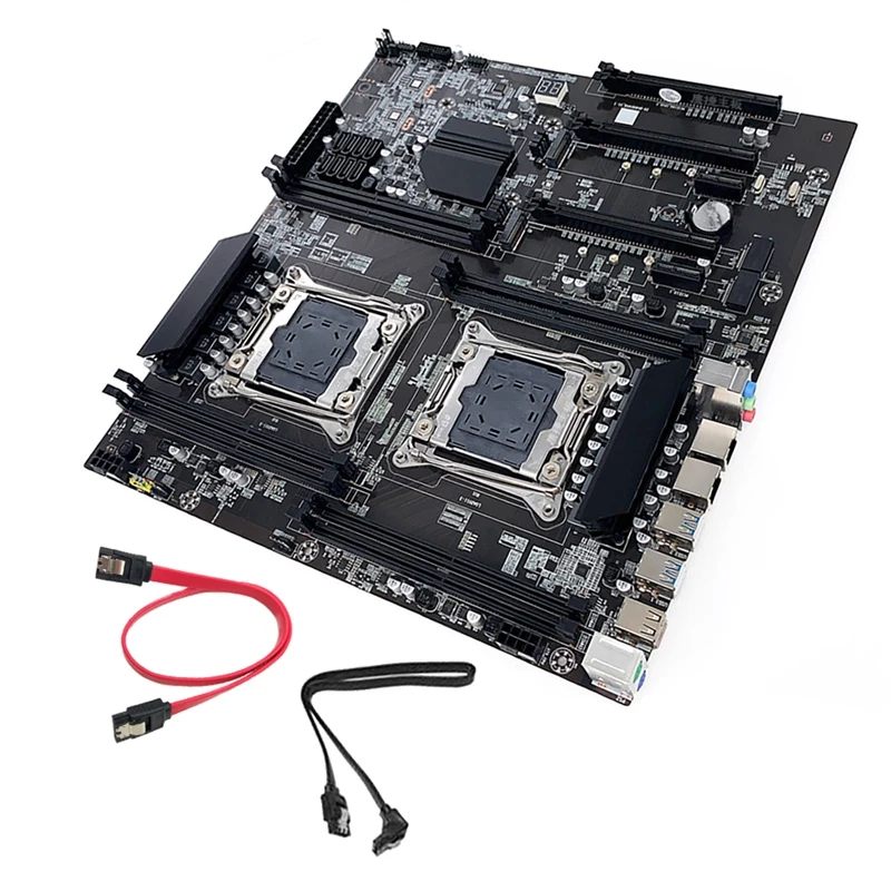 

X99 Dual-Socket Mining Motherboard With 2XSATA Cable LGA2011-3 Dual CPU DDR4 ECC RAM Slot 8XSATA2.0 E-ATX Motherboard