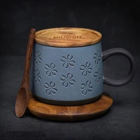vintage coffee mug unique japanese retro style ceramic cups 450ml kiln change clay breakfast cup creative gift for friends