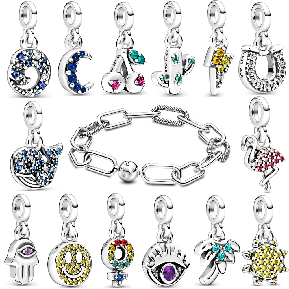 

Hot sale 925 sterling silver coconut tree smiley animal pendant beaded suitable for original bracelet necklace silver jewelry