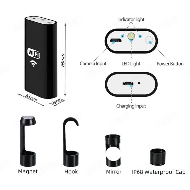 

5-10cm Wireless Car Inspection Borescope Home Care High Quality Wifi Endoscope Camera Waterproof Hd720p 8mmlens Camera For Cars