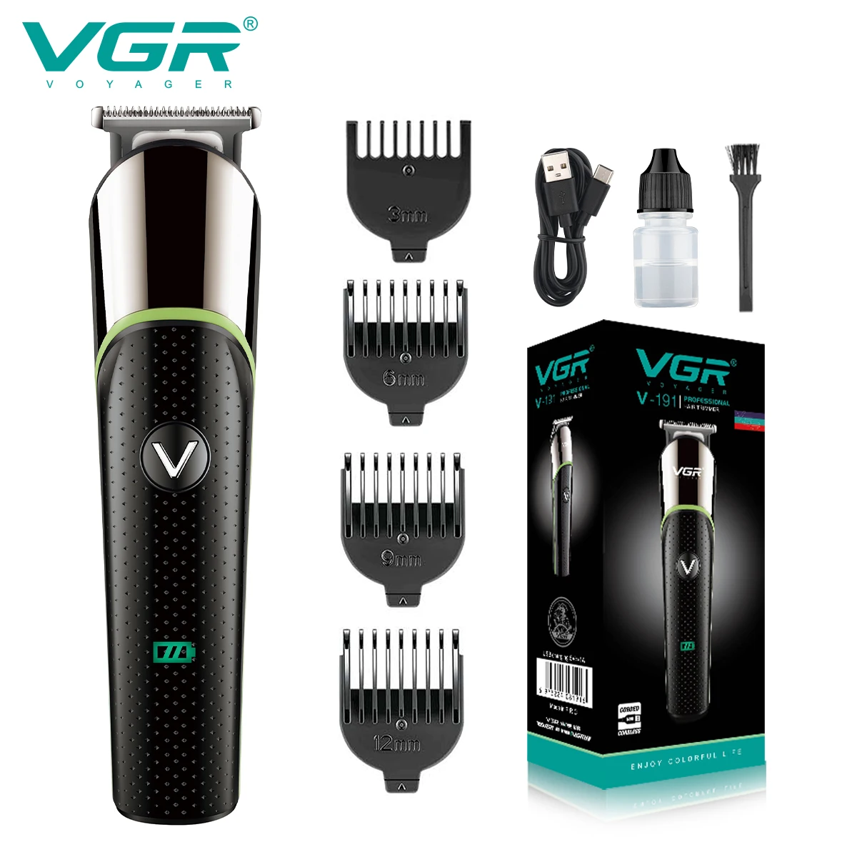 

VGR Hair Clipper Professional Hair Trimmer Electric Haircut Machine Household Mini Cordless Rechargeable Clippers for Men V-191