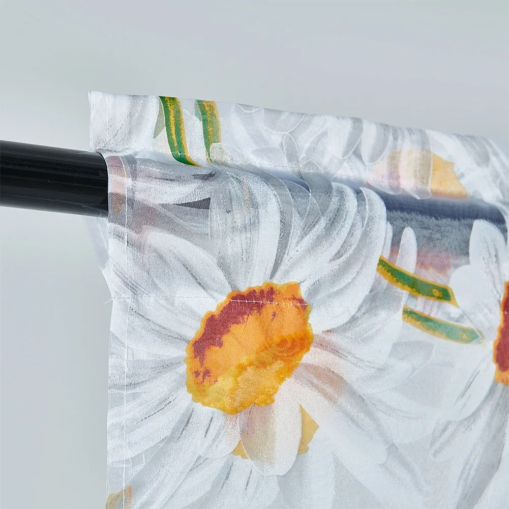 LEEJOOM 2 шт. занавески на голову балдахин с цветочным принтом маргаритки тюлевые