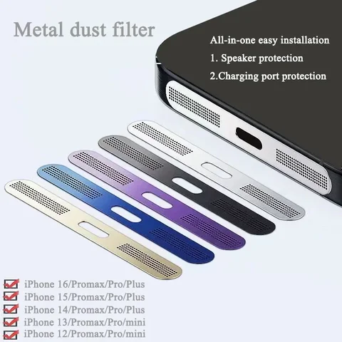 Металлическая пылезащитная сетка для IPhone 12, 13, 14, 15, 16 Pro Max, динамик, пылезащитная сетка, порт для зарядки, защита от царапин, пылезащитные аксессуары