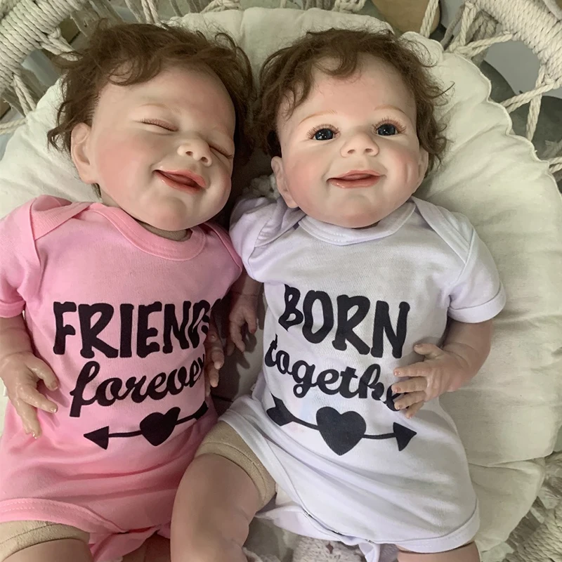 

Милая Кукла Reborn April Twins с корневыми волосами, популярная мягкая плюшевая игрушка для малышей, кукла высокого качества в подарок, 55 см, две версии