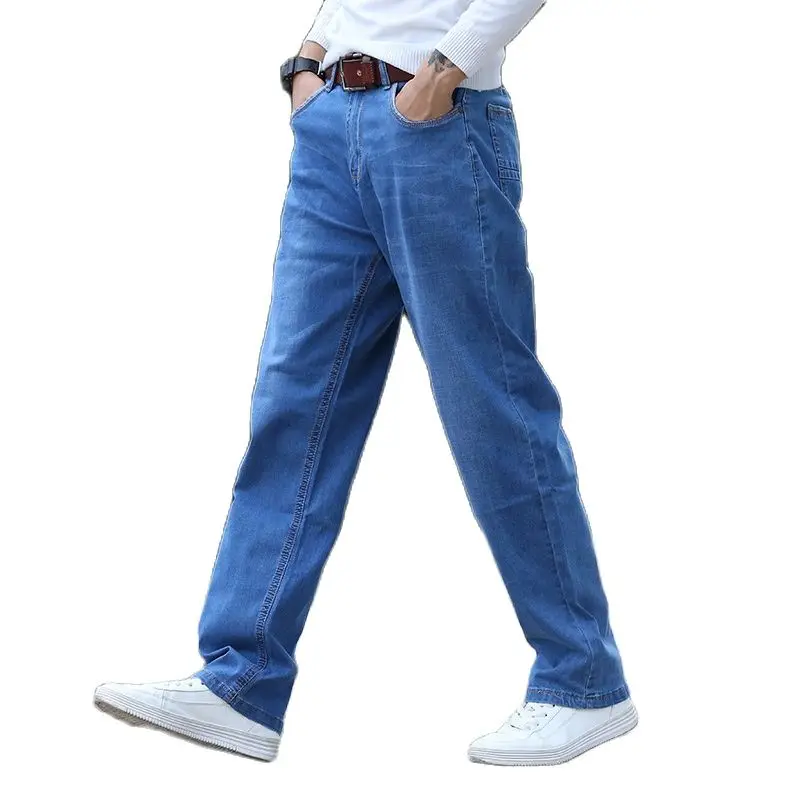 

Джинсы мужские стрейчевые, классические прямые свободные брюки из хлопка, джинсовая одежда, синие штаны, весна