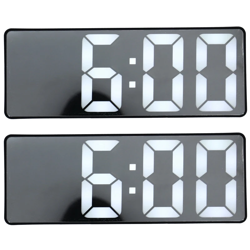 

2X Creative Mirror Alarm Clock Multifunctional LED Clock Makeup Mirror Alarm Clock Battery Plug Dual-Use Alarm Clock