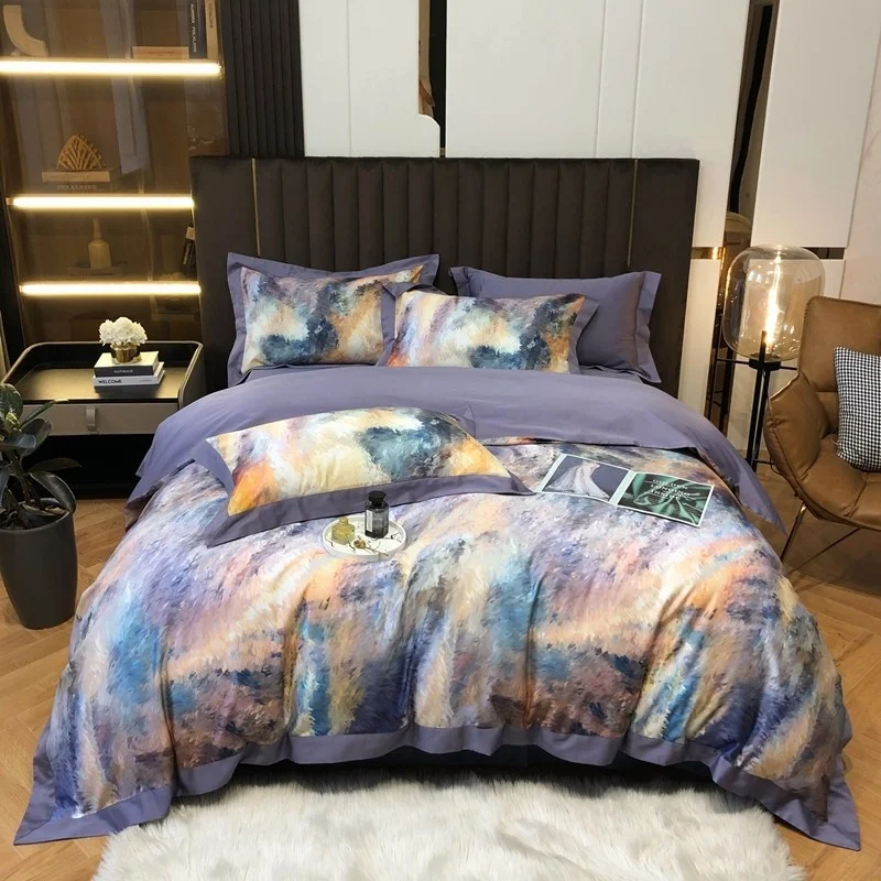 

Abstract Style Oil Art Duvet Cover Set 800TC Egyptian Cotton Soft Silky Bedding set Bed Sheet 2 Pillow Shams Double Queen King