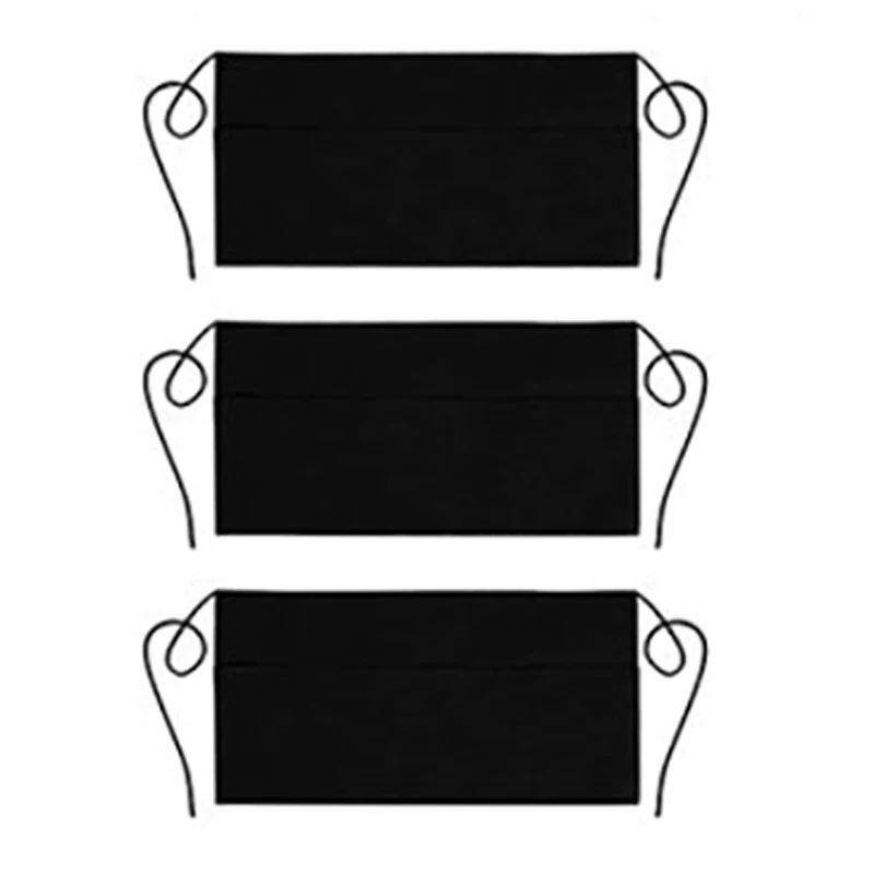 

3 Pack 3 Pockets Cotton Waitress Waist Apron, Server Waist Aprons - Professional Waitress Kitchen Restaurant Half Apron