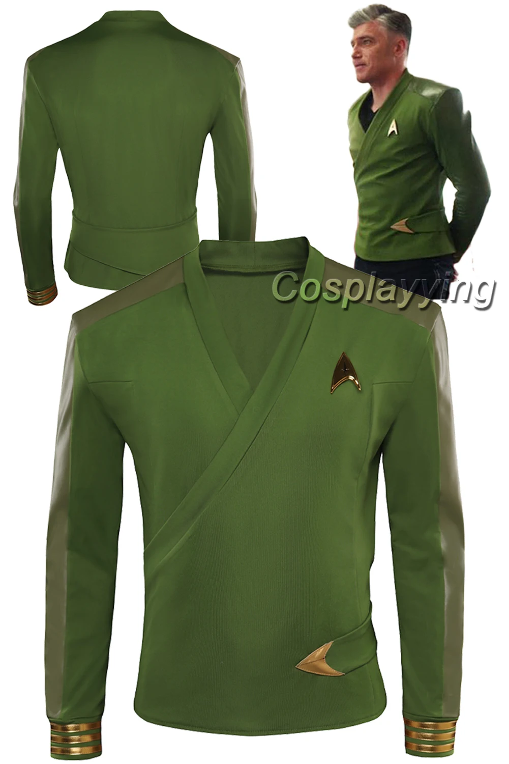 

Christopher Pike Cosplay Fantasia Green Jacket TV Strange New Words Costume Adult Men Fantasy Halloween Carnival Party Clothes
