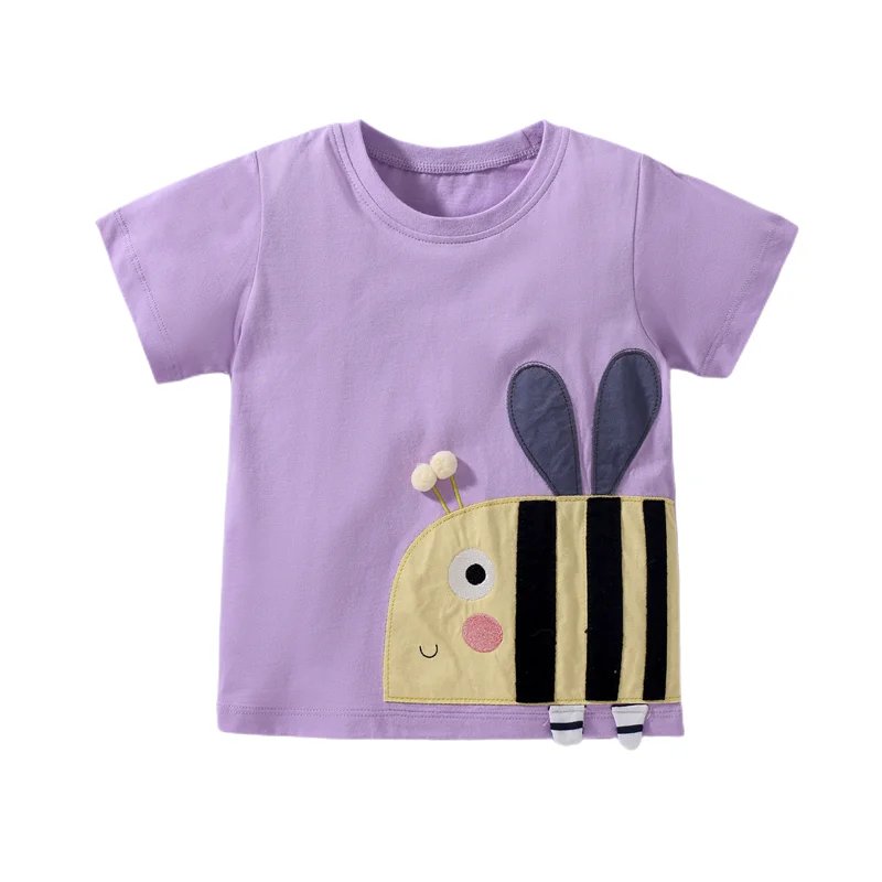 

Jumping Meters New Arrival Summer Children's T Shirts Animals Bee Embroidery Hot Selling Baby Tees Tops Short Sleeve Costume
