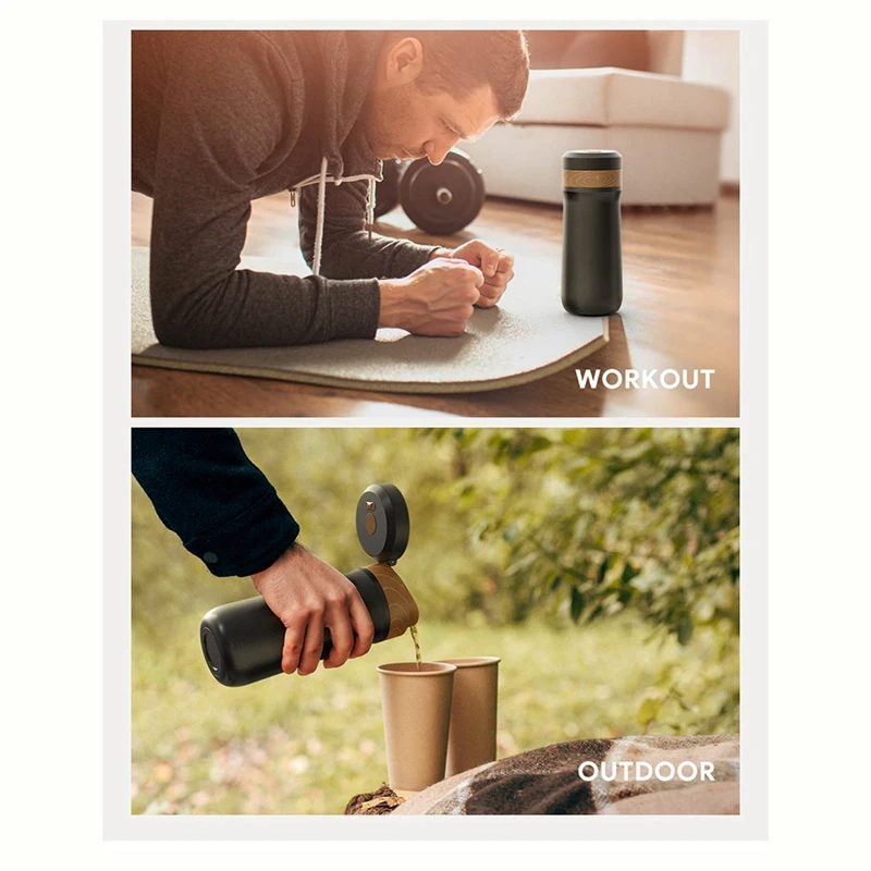 Популярный портативный кофейник 2 в 1 320 мл зеркальная Кофеварка из нержавеющей