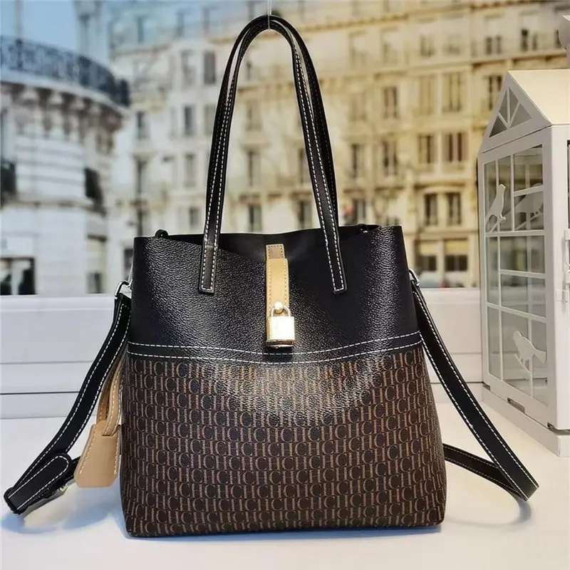 

Leather Ladies Fashion Bucket Bag Hot Sale Classic Large Capacity Shoulder Handbag Fashion Wallet Famous Designer Bolsa De Cubo