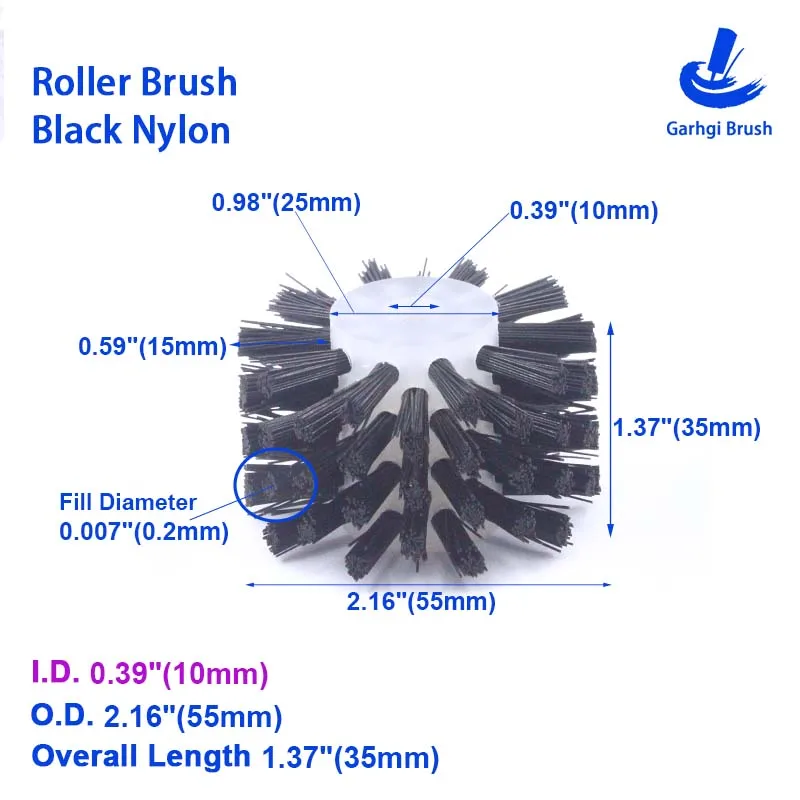 

Нейлоновый подметальный ролик Bruhes Черный промышленный барабан Круглая щетка Дорожная поверхность Автомобильные парки Отделка Полировка Чистящее оборудование