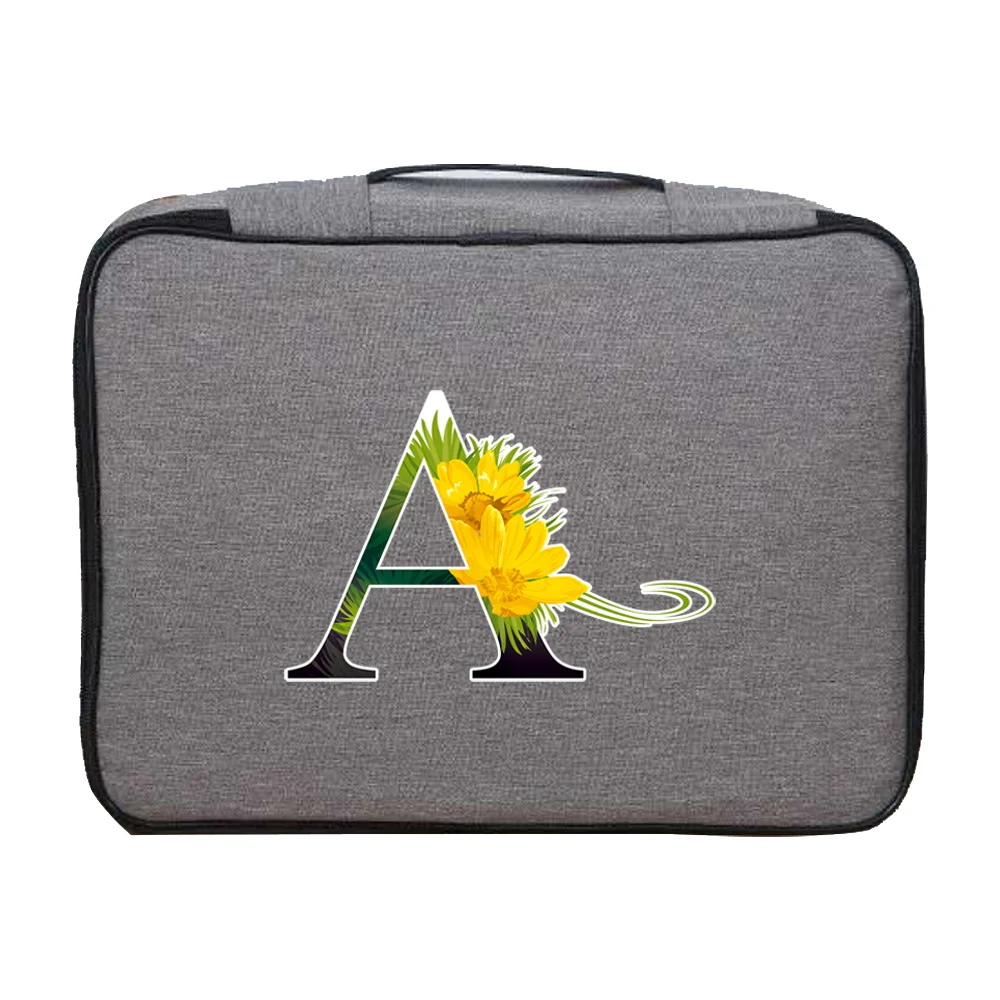 Waterproof Documents Organizer Case File Holder 2023 Men Women Travel Credentials Luggage Storage Bag Flower Color Print Handbag