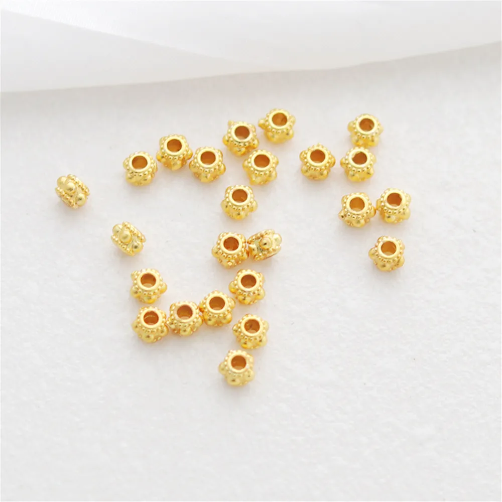 

18K Dumb Gold 4*3mm Flying Saucer Thread Bead Bracelet Beaded Separation Accessories Diy Loose Bead