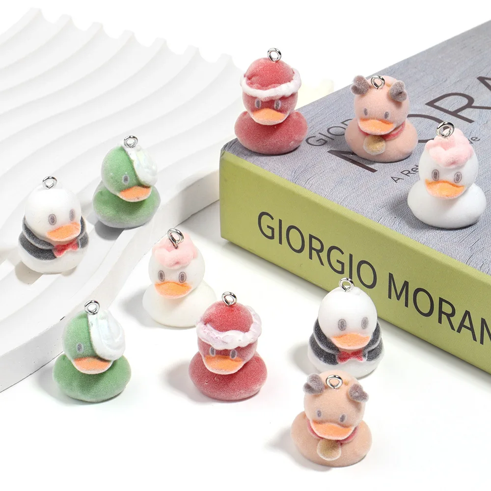 20 шт. 3D милый Флокированный Мини Красочный утка очаровательные Мультяшные