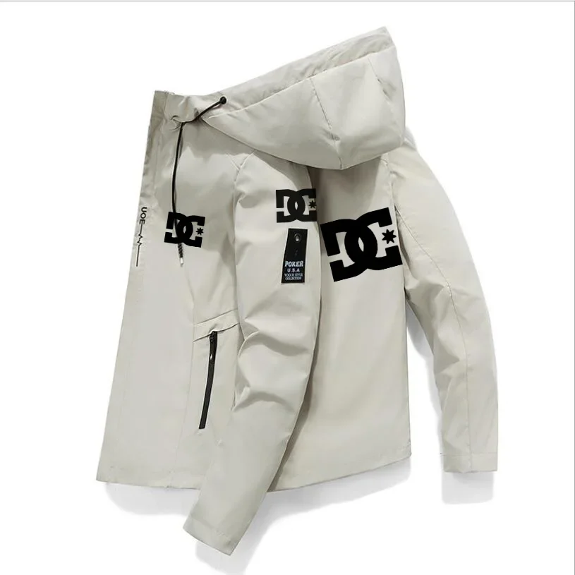 Мужская брендовая одежда на весну и осень тренчкот молнии с капюшоном