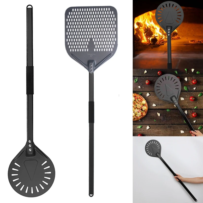 

Hard Coating Long Handle Perforated Removable Pizza Turning Peel Pizza Shovel Aluminum Pizza Peel Paddle Peel