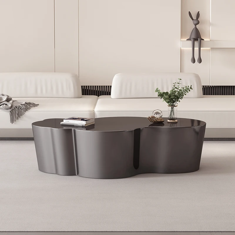 Итальянский минималистичный кофейный столик в форме облака серебристый wabi для