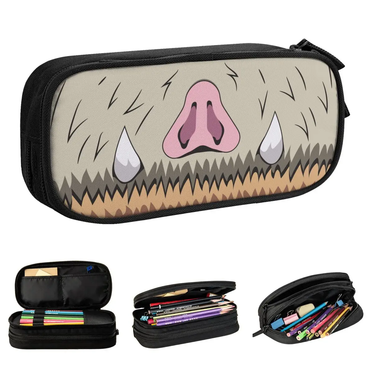 

Boar Anime Pencil Case Demon Slayer Pencil Box Pen Box for Student Large Storage Bag Students School Zipper Stationery