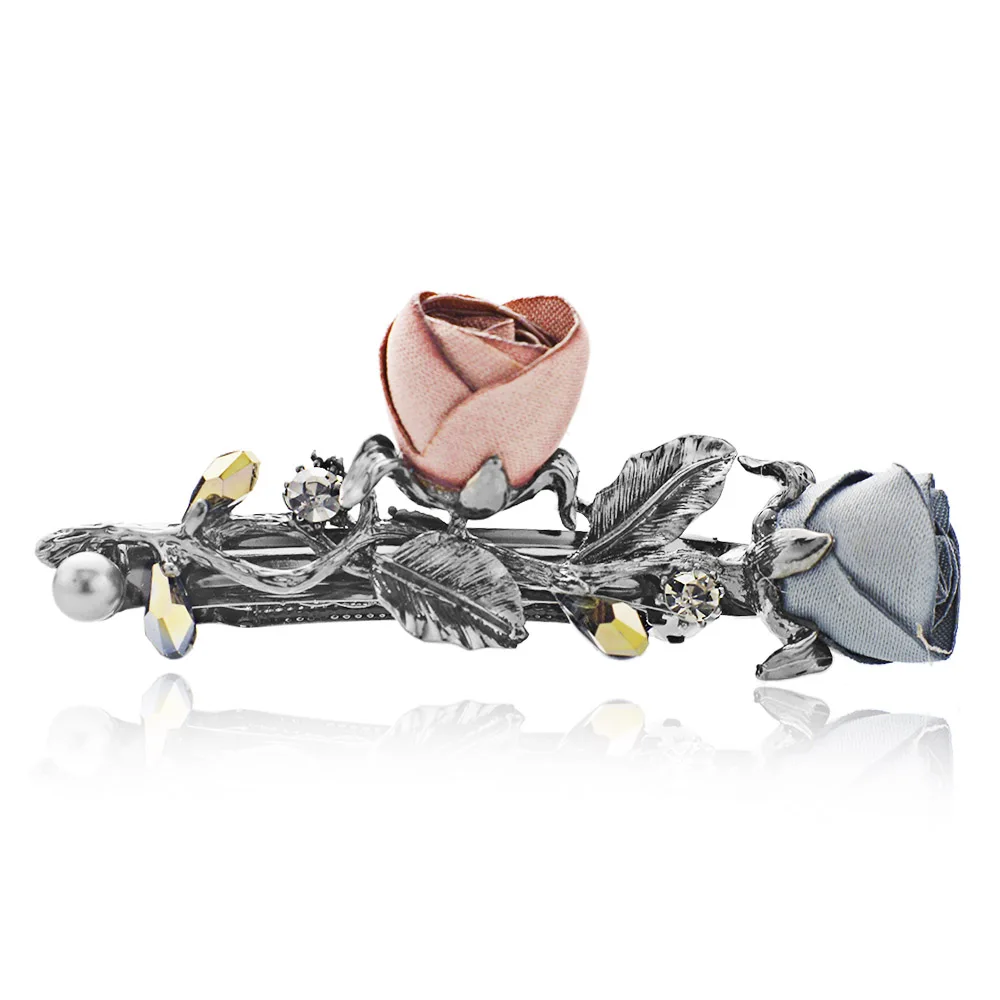 Высокая яркость изысканный цветок для волос заколка из ткани с розовым