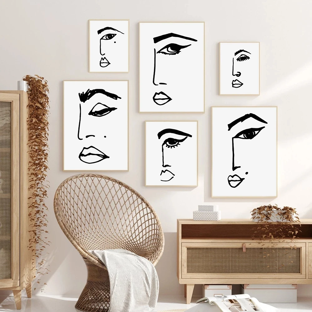 Модный эскизный постер All Face HD с принтом изображение лица иллюстрация красоты