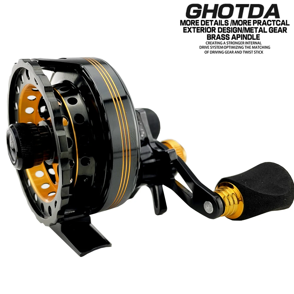 

Катушка для подледной рыбалки GHOTDA, катушка для зимней рыбалки с передаточным соотношением 2,8/1, Рыболовная катушка для ловли нахлыстом для левой/правой руки