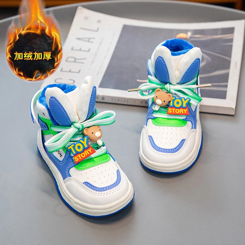 

2022 Hot Sale Kids Running Sneakers Girls With Fur Children Sport Shoes Designer High Top Snow Shoes Children Brand Shoes Boy