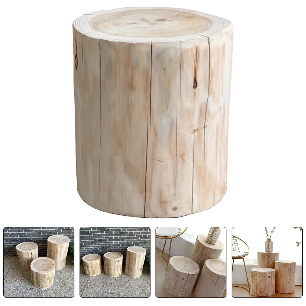 

Solid Wood Stool Small Round Side Table Outdoor Decor Wooden Bedside Stools Sitting Indoor Toddler