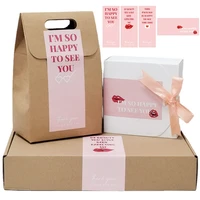 20 50pcs rectangle pink thank you stickers gift box sealing paste labels decoration envelope acknowledge sticker express package