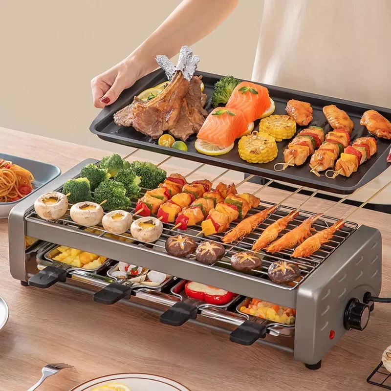 

220V Home Appliance Electric Grill Non-stick Smokeless Food Frying Pan Barbecue 1200W/1800W Grill