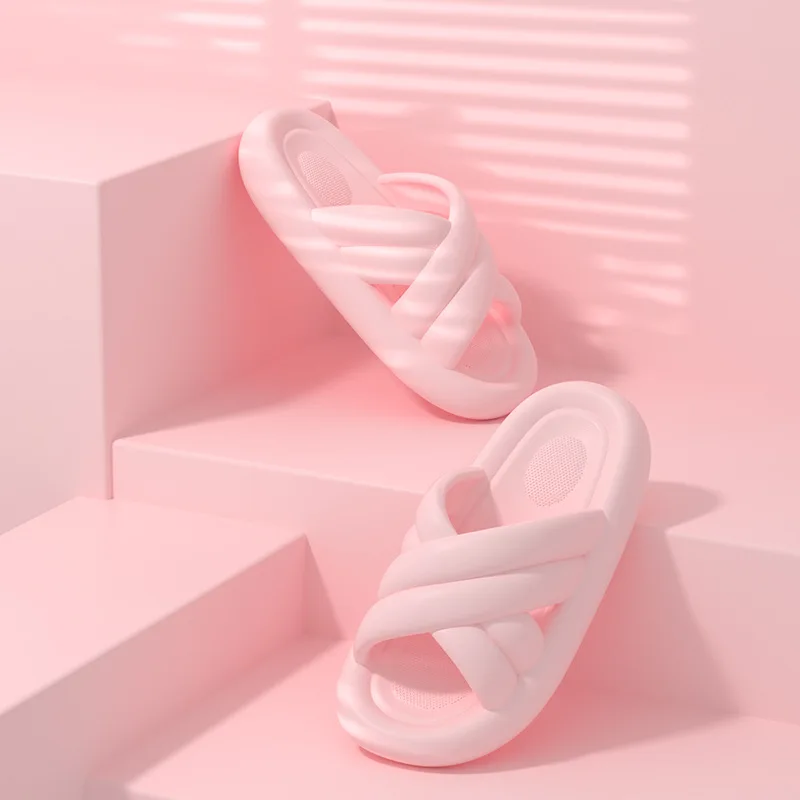 2023 New EVA Women's Slippers Couple Home Outdoor Slippers Summer Beach Bedroom Shoes Men's Flip Flops Thick Bottom Sandals