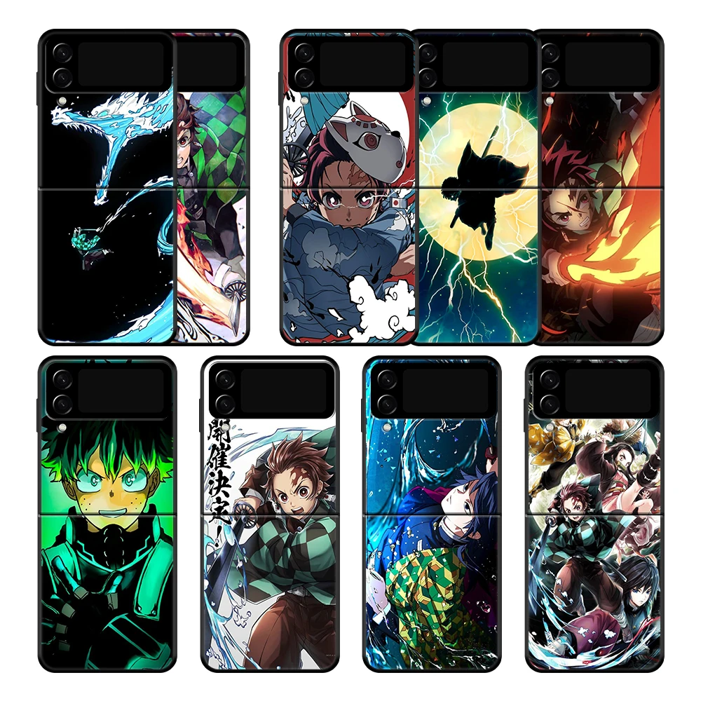 

Demon Slayer Phone Case Cover for Samsung Galaxy Z Flip3 Flip 5G Zflip Galaxyzflip3 Zflip3 Funda Style Shockproof TPU Bag Black